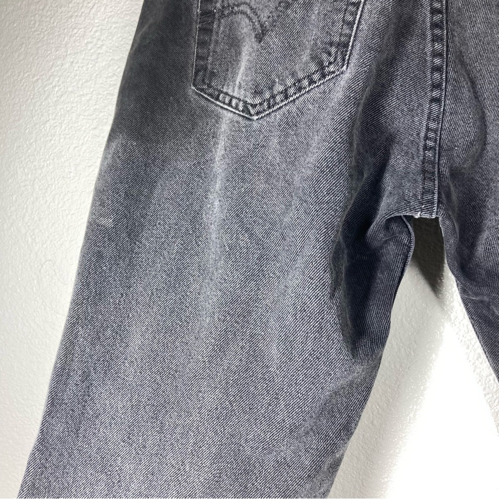 Levi's 501 Washed Baggy Black Distressed Cutt Of Hem 32 High Rise Button Fly - Picture 16 of 16